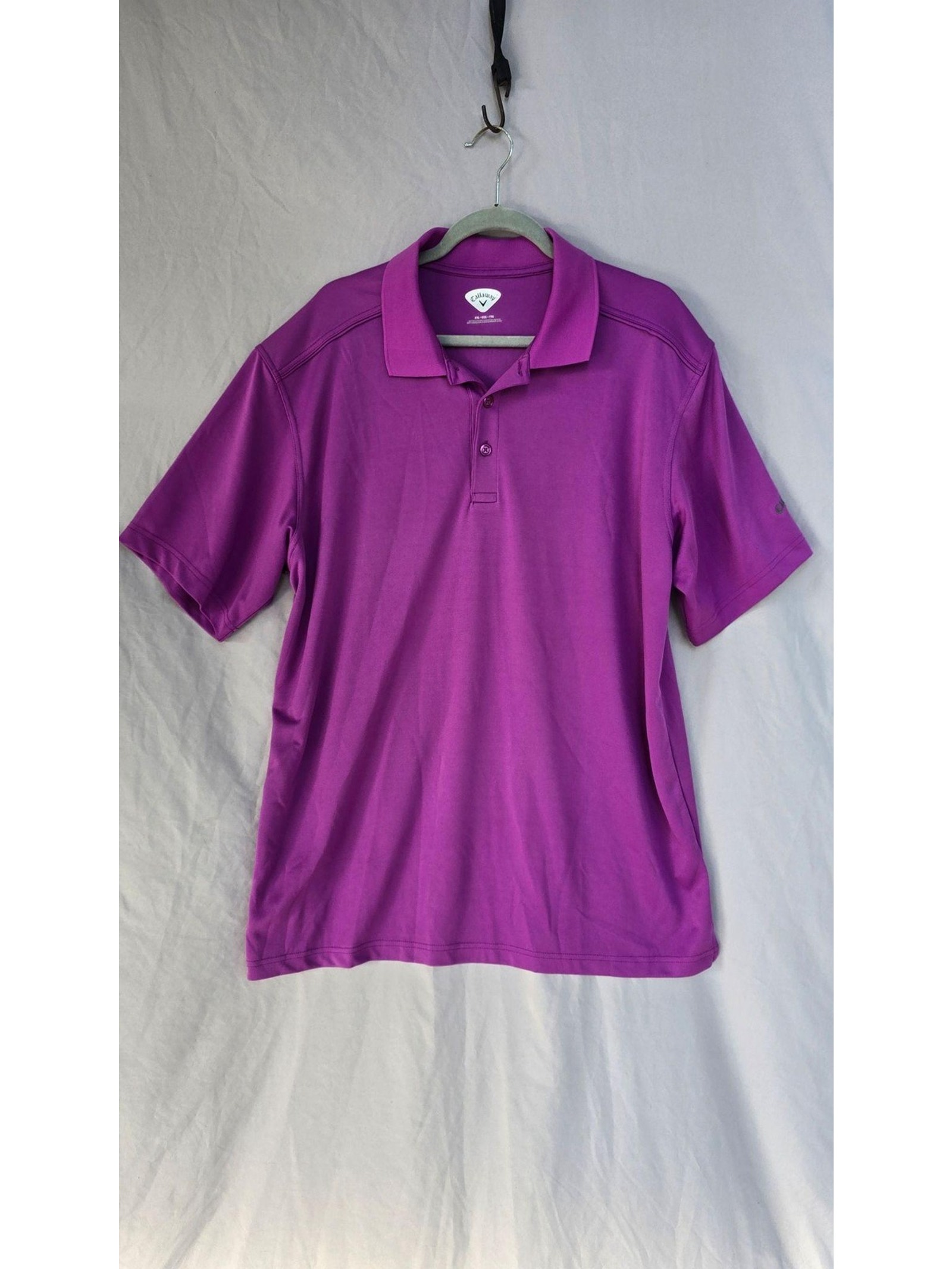 Callaway Golf Polo Shirt Mens 2xl Purple Performance Knit Logo Short Sleeve